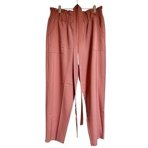 Freeprance Women Paper Bag Waist Tie Waist Trousers Pants Cropped‎